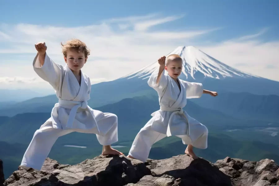 enfants pratiquant un art martial, du ju-jutsu ou du karate à Riviere près de Arras